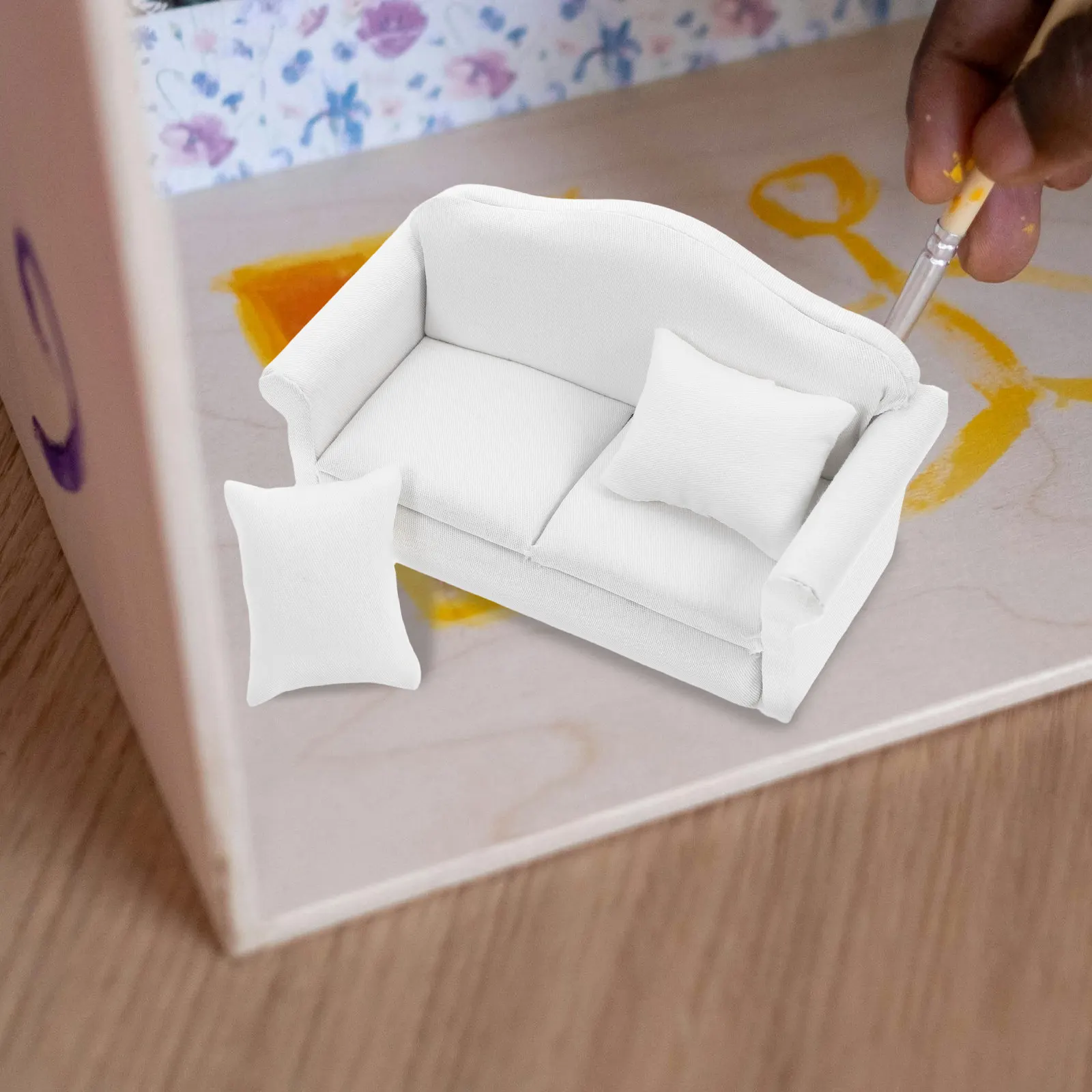 

Realistic Mini Sofa Ornament for Mini House Dollhouse Garden Decor Tiny Furniture Accessory Sturdy Detailed Craft Gift for Kids