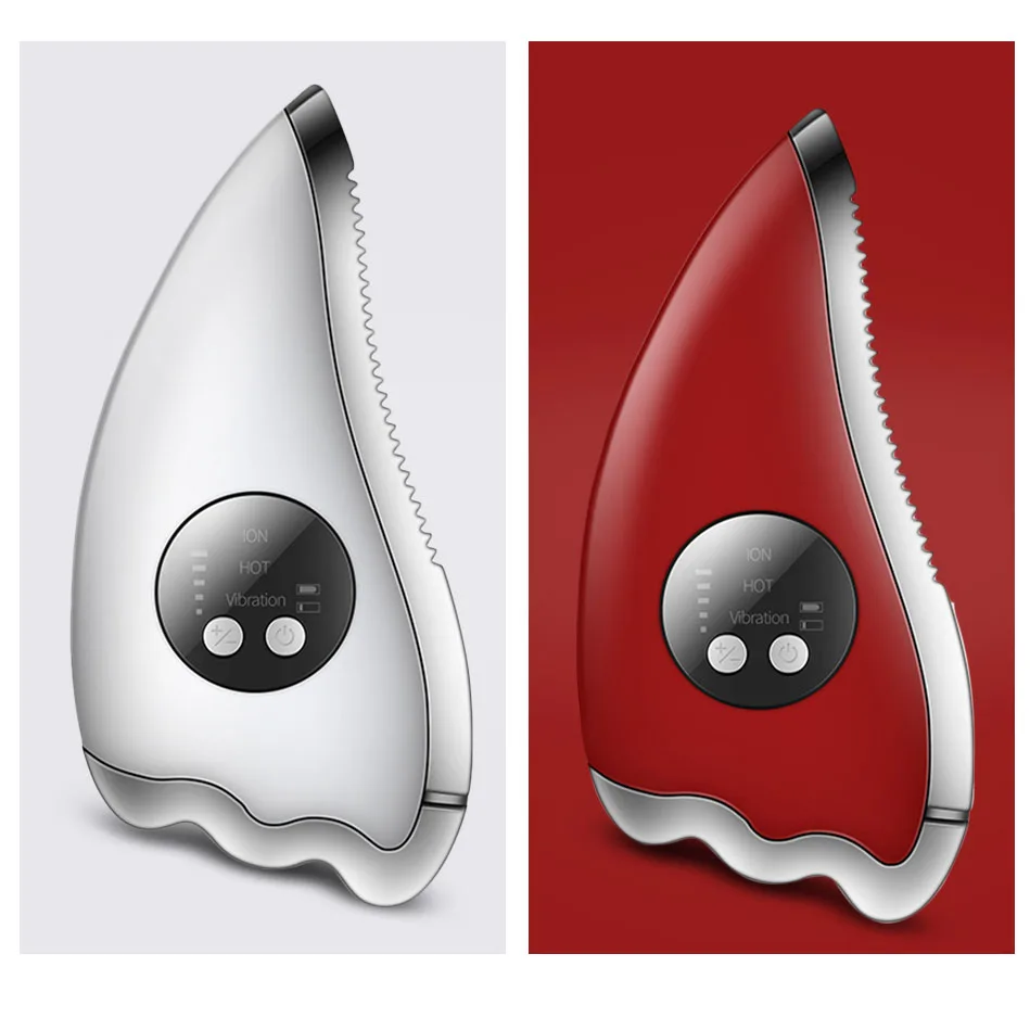 Electric Face Lift Guasha Scraper Board Body Scraper EMS การบีบอัดร้อนการสั่นสะเทือน Facial Lifting Slimming Relax อุปกรณ์นวด