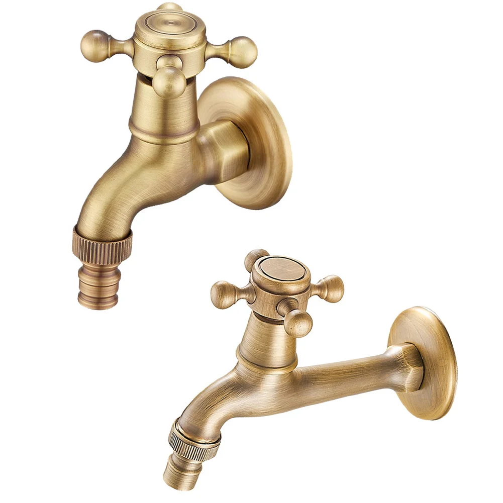 Brass Washing Machine Faucet Vintage Wall Mounted Faucet Single Handle Cold Water Tap With G1/2 Connection Thread