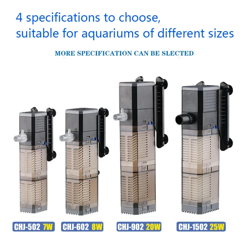 SUNSUN 3 in 1 Filter for Aquarium Fish Tank Filter Mini Fish Tank Filter Aquarium Oxygen Submersible Water Purifier