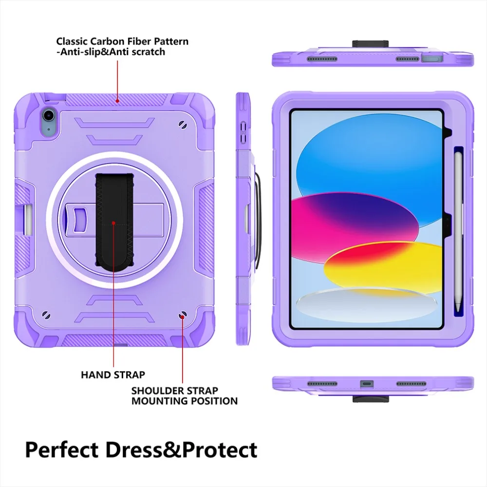 Case for iPad (A16) 11th 11-inch 2025 iPad 10 10.9-inch 2022 Heavy Duty Shockproof Protective Cover with Hand Shoulder Strap