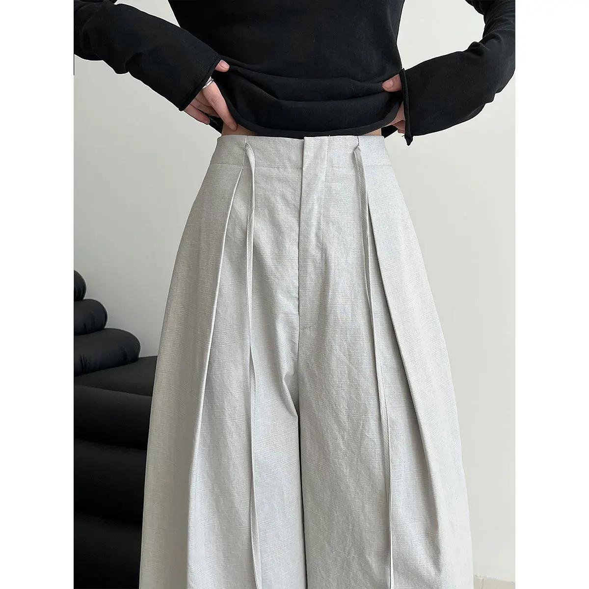 Geplooide losse drape ballonbroek met trekkoord Dames nieuwe herfst Lazy Sense veelzijdige broek