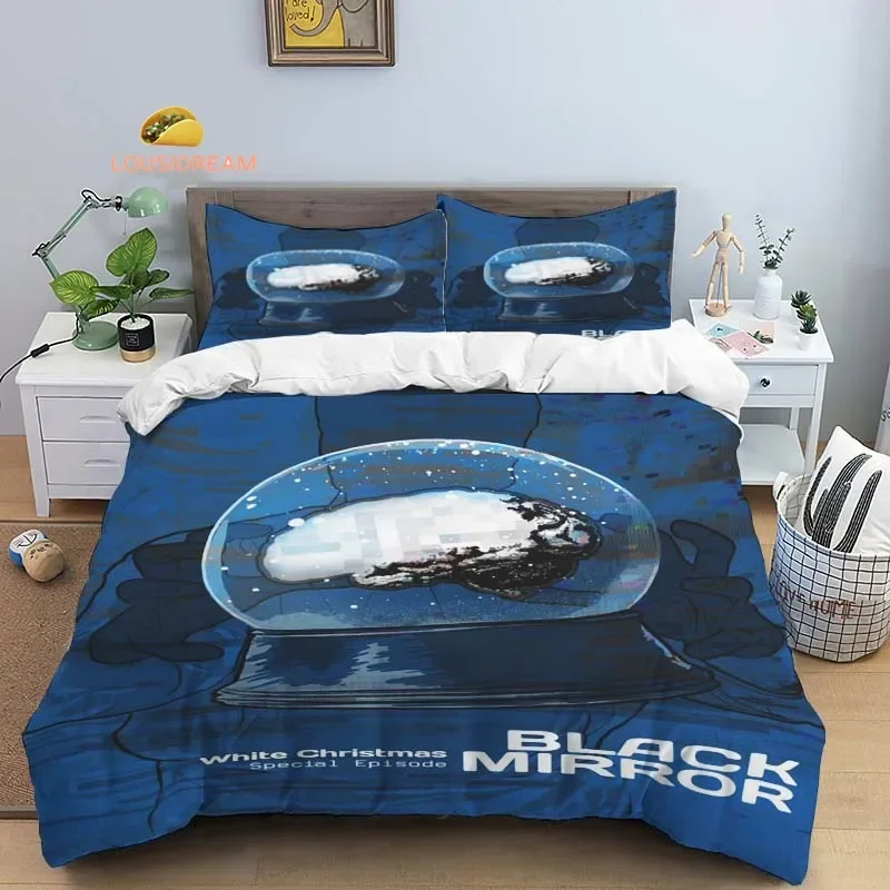 B-Black Mirror Poster Sheets Quilt Covers Bedding Dormitory Sheets Three-piece Bedding Set Three-piece Soft Warm Bedding Set