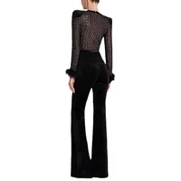 New Women's Fashion Long Sleeve Round Neck Gold Velvet Patchwork Sexy Jumpsuit Ladies Solid Color Slim Fit Jumpsuit For Women - Image 4