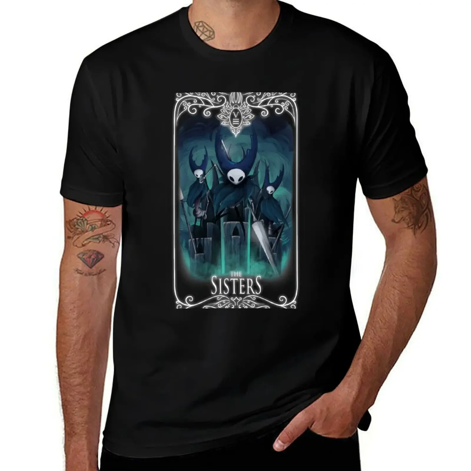 Hallownest Tarot: VIII - The Sisters T-Shirt man clothes rapper graphic tees mens graphic t-shirts anime