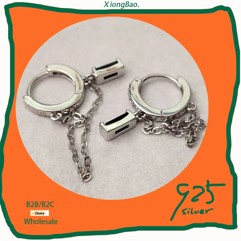 

Chain Black CZ Drop Earring For Women Fashion Birthday Gift Stamp 925 Sterling Silver Hoop Fine Jewelry 2026 New Earrings