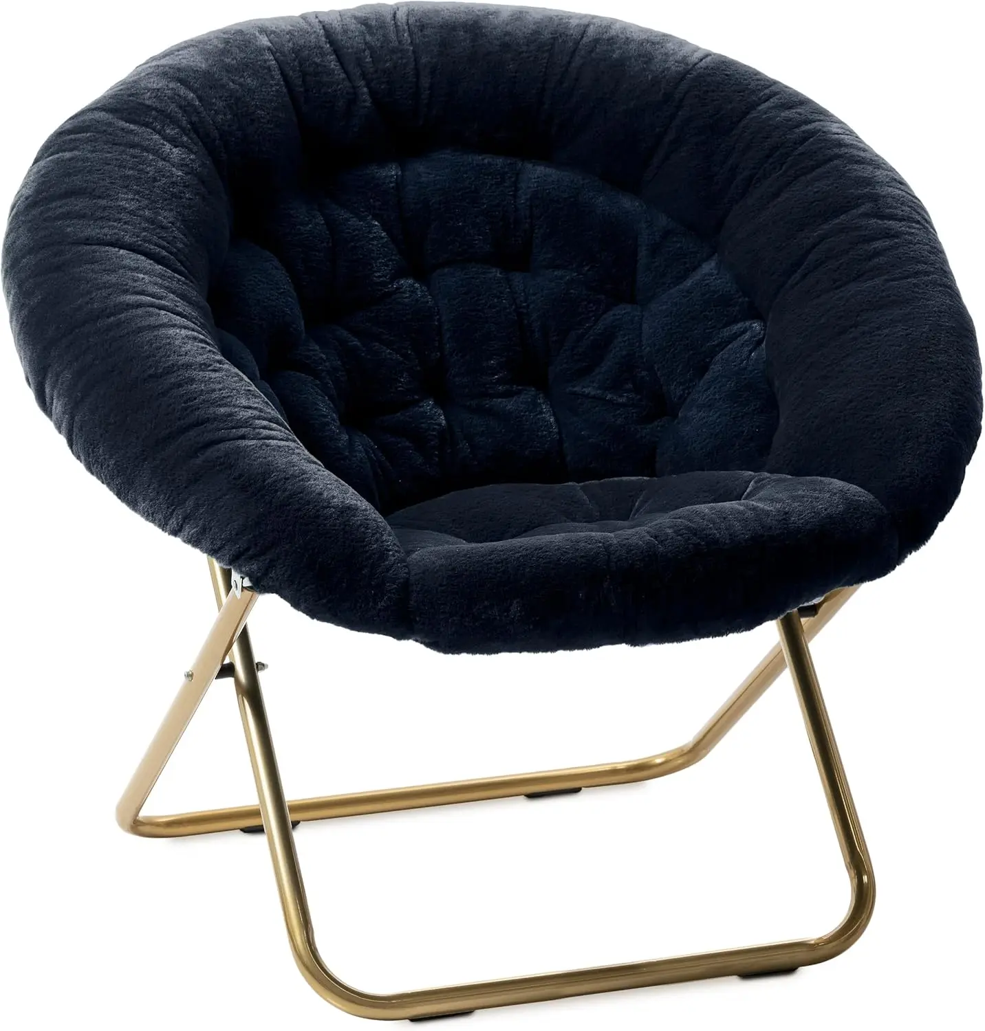 

Saucer Chair For Adults, Teens & Kids, Navy Blue, Faux Fur XL Circle Chair for Bedroom, Dorm & Gaming, Foldable Comfy