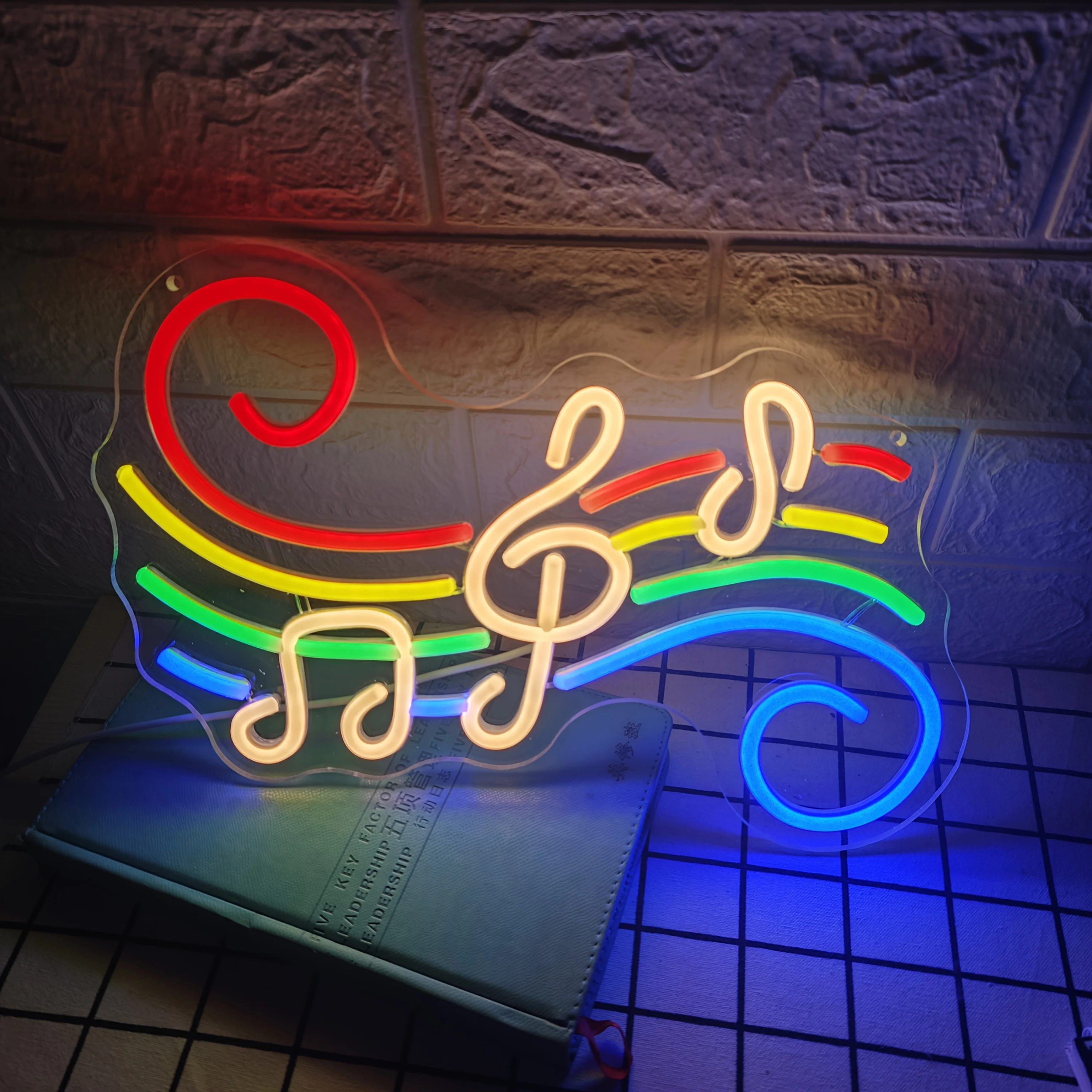 ملاحظة موسيقية LED النيون الموسيقى ضوء النيون USB بالطاقة عكس الضوء لشريط غرفة نوم حفلة رجل الكهف حفلة عيد ميلاد جدار ديكور هدية
