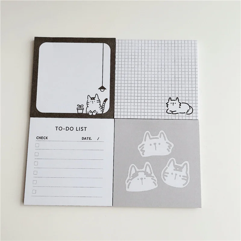 50 Sheets Cartoon Brief Strokes Cute Cat Memo Pad Simple Style Kawaii Message Paper Student To Do List Notes School Stationery