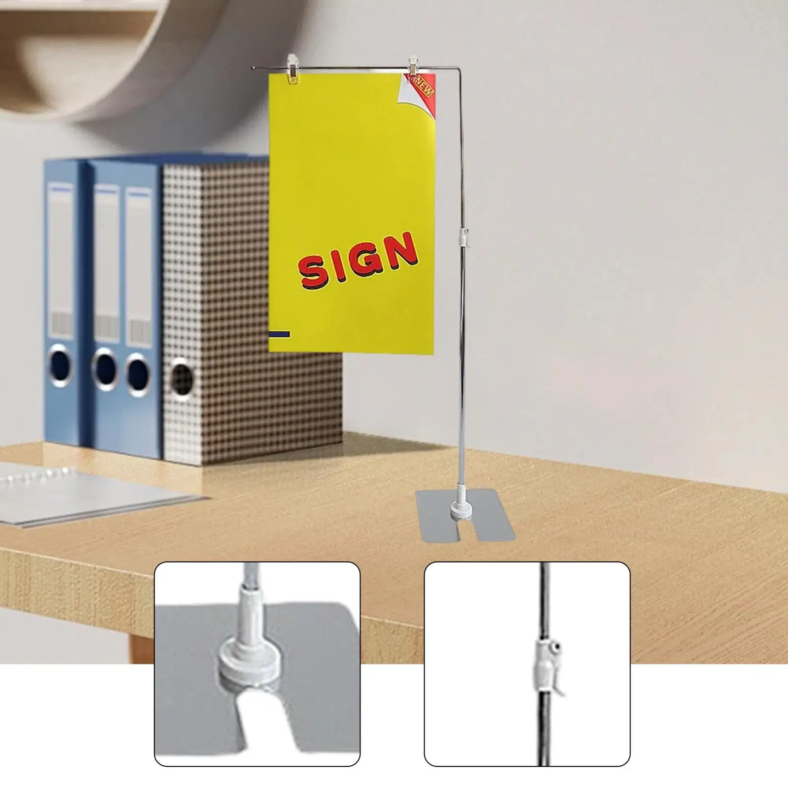 

Poster Display Holder Versatile Stainless Steel Sturdy Picture Stand Adjustable for Business Advertising Office