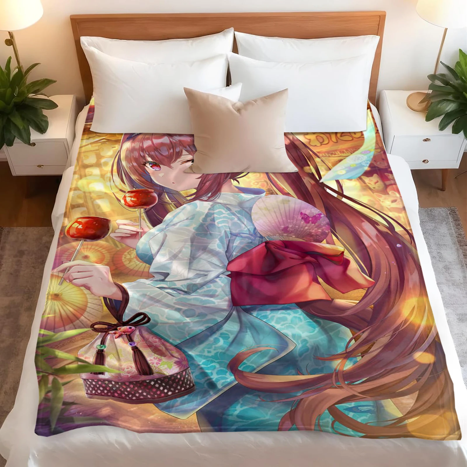 

Lightweight Anime Fleece Blanket - Portable Flannel Throw for Travel, Office, Nap - Soft & Comfortable
