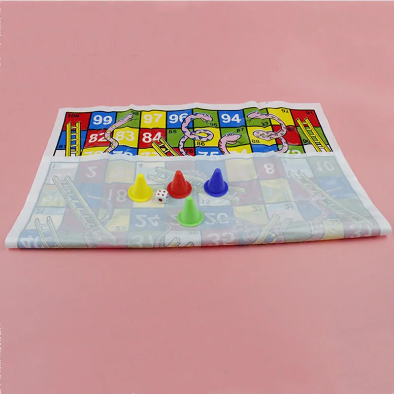 Funny Snakes and Ladders Chess Games Educational Foldable Chessboard for Kids Children Toys Board Game for Party Birthday Gifts