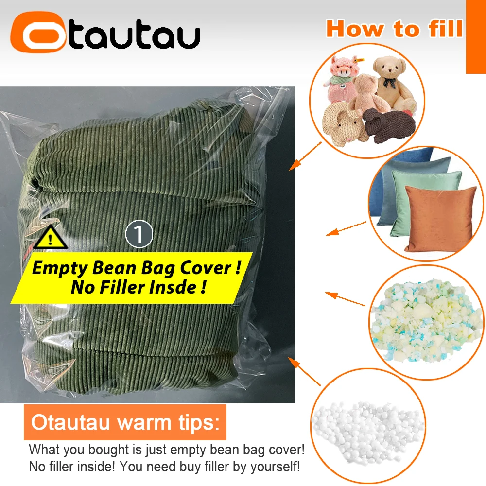 OTAUTAU Corduroy Bean Bag Cover SF441【No Filler Inside! You Need To Buy Filler By Yourself !】 view 2