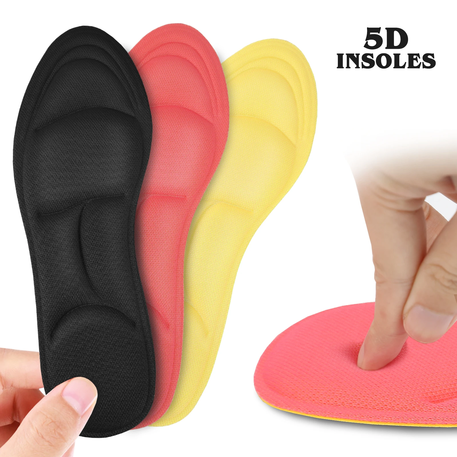 5D Insoles for Shoes Shock Absorption Breathable Cushion Running Insoles for Feet Men Women Orthopedic Arch Support Insoles