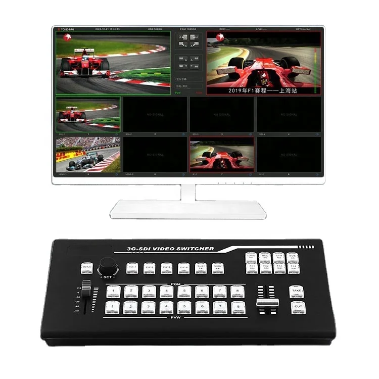 Professional video equipment full HD Portable 8-Channel HD-SDI audio mixer Video Switcher