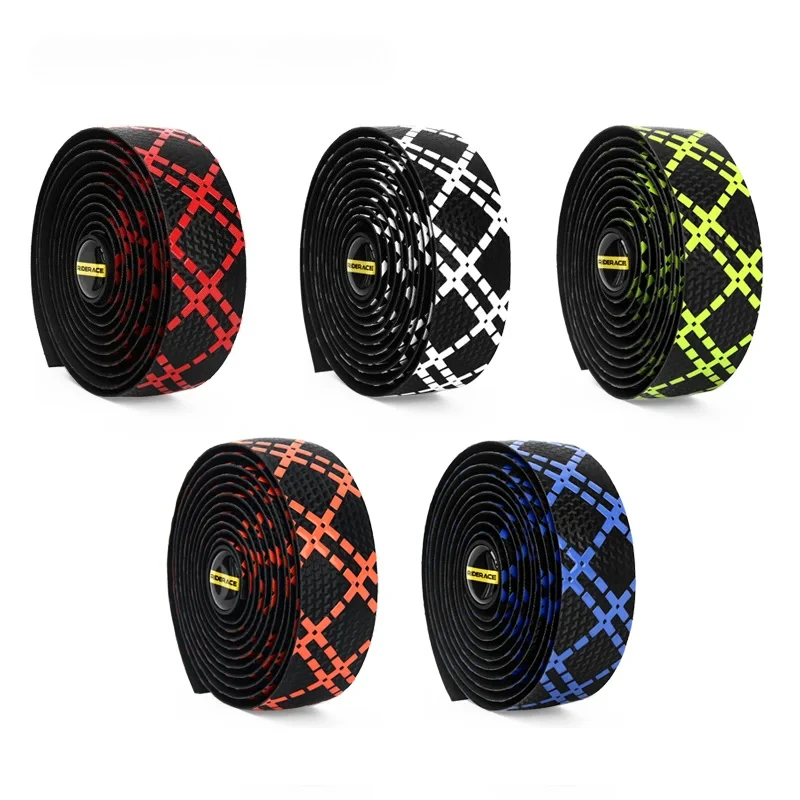 

Bicycle Handlebar Tape With 2 Bar Plug Anti-Slip Shock Absorption Road Bike Wrap Straps Pu+Eva Racing Grip Tape Comfortable Soft