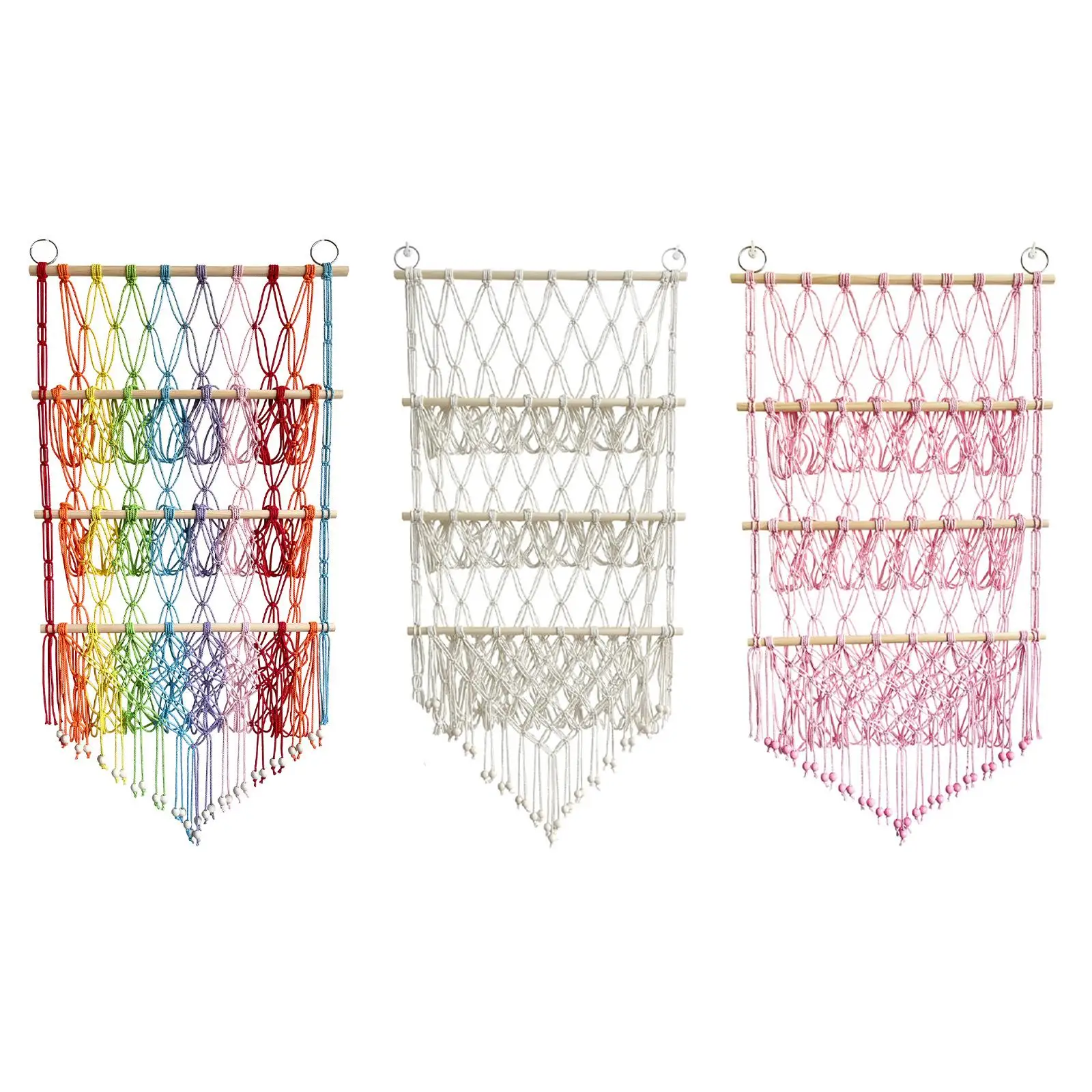 Stuffed Animal Hammock Stuffed Toy Net Boho Macrame Decor Organizer Holder Wall Hanging Storage for Kids Bedroom Living Room