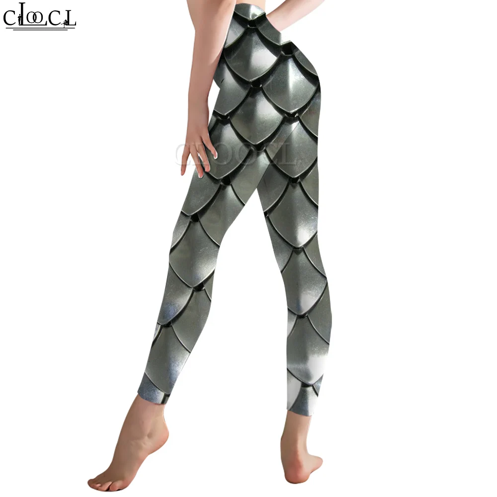 CLOOCL New Trendy Women Legging Fish Scales Armor Pattern Trousers Female Workout Push Up Jogging High Waist Elastic Pants