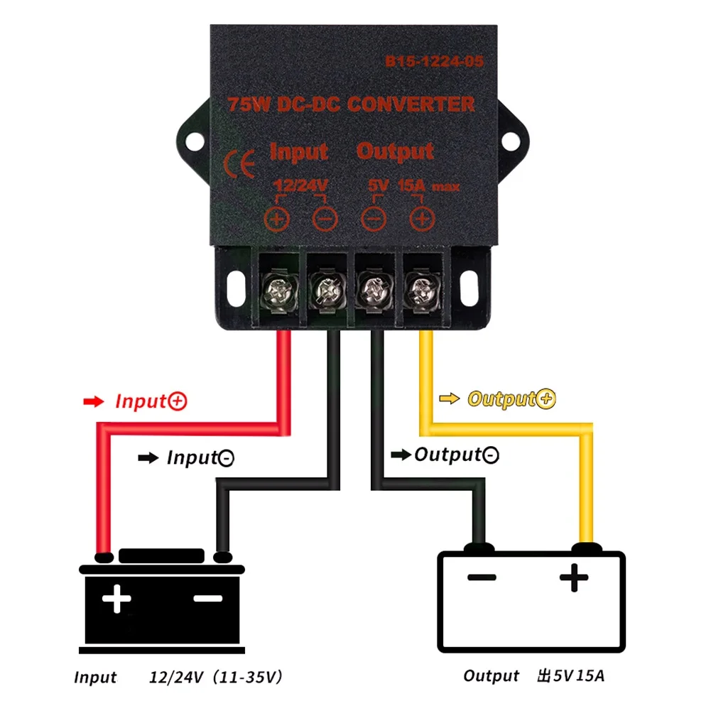 5V 15A Step Down Power Module DC-DC Converter for 11V to 35V Input with Output Accuracy and Low No Load Consumption