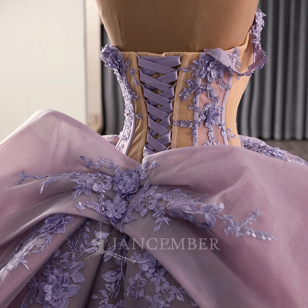 Customized Glitter Purple Quinceanera Dress Cap Sleeve Ball Gown Sequins Applique Beaded Bow Sweet 16 Vestido De 15 Anos