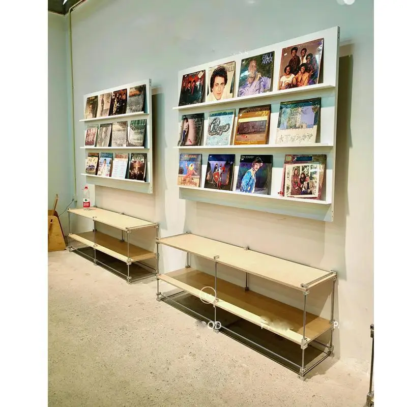 

Simple modern floor-to-ceiling optical axis bookshelf birch ocean board shelf bookstore book wall display bookshelf