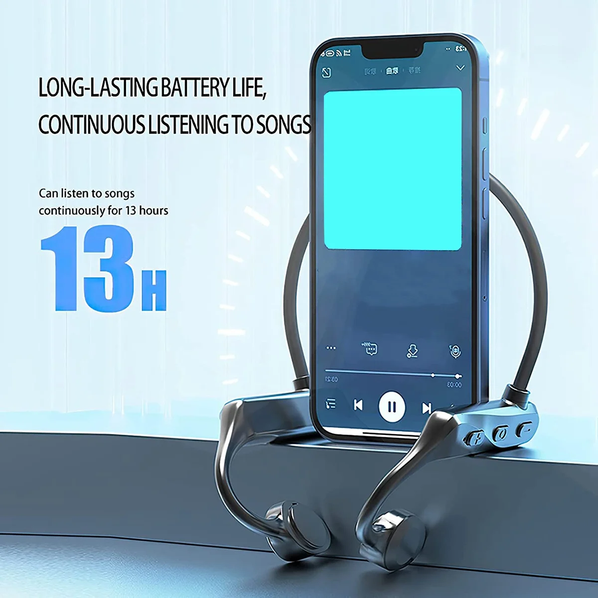 SCLS Bone Conduction Headphones Noise Cancelling Earphones Built in Mic Sweat Earphones for Sport Workouts