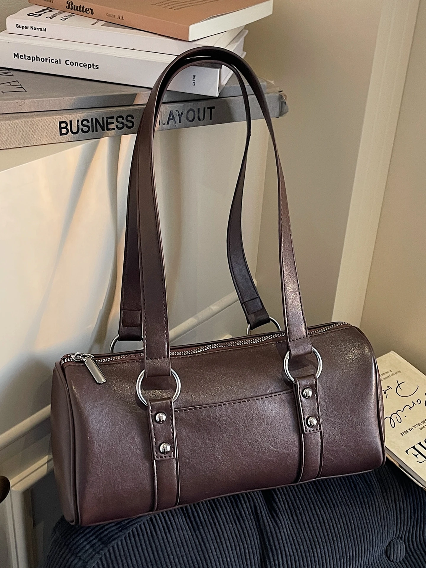 

Faionable Retro Large Capaci Underarm Bag Women's oulder Bag Sli Versatile Single Strap Bag Trendy Youth PU Leather