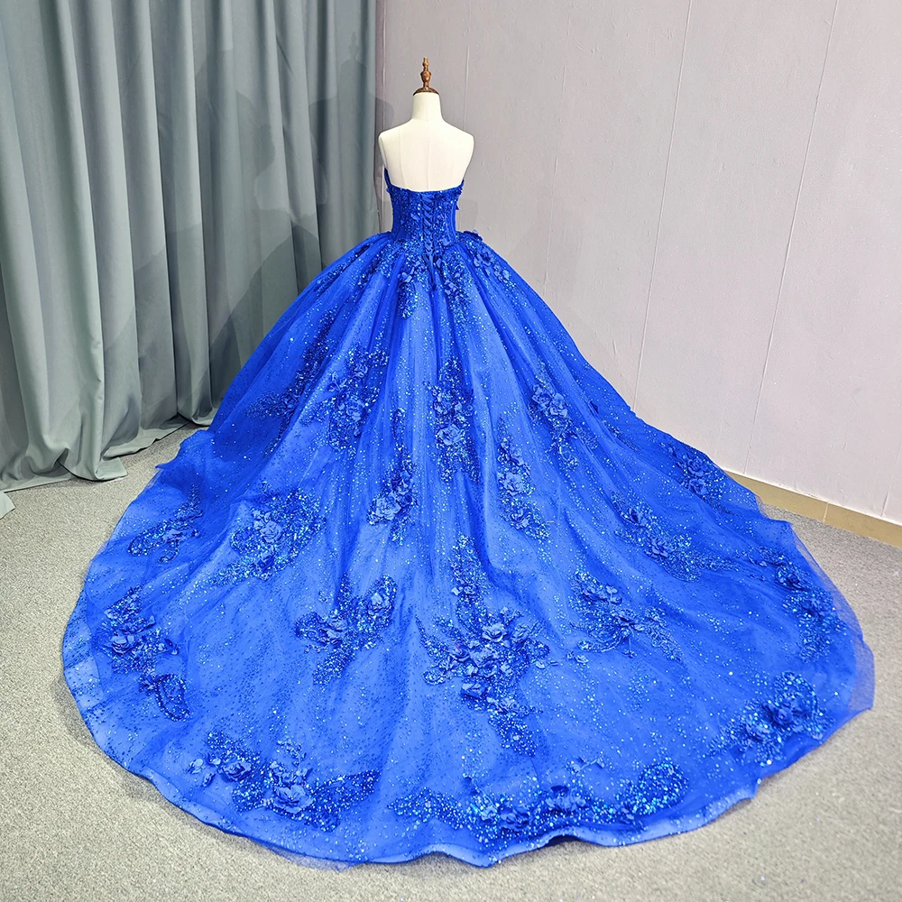 Charming Crystals Quinceanera Dress Ball Gown Strapless Lace Up Appliques Corest Party Dress Customized vestidos de quinceañera