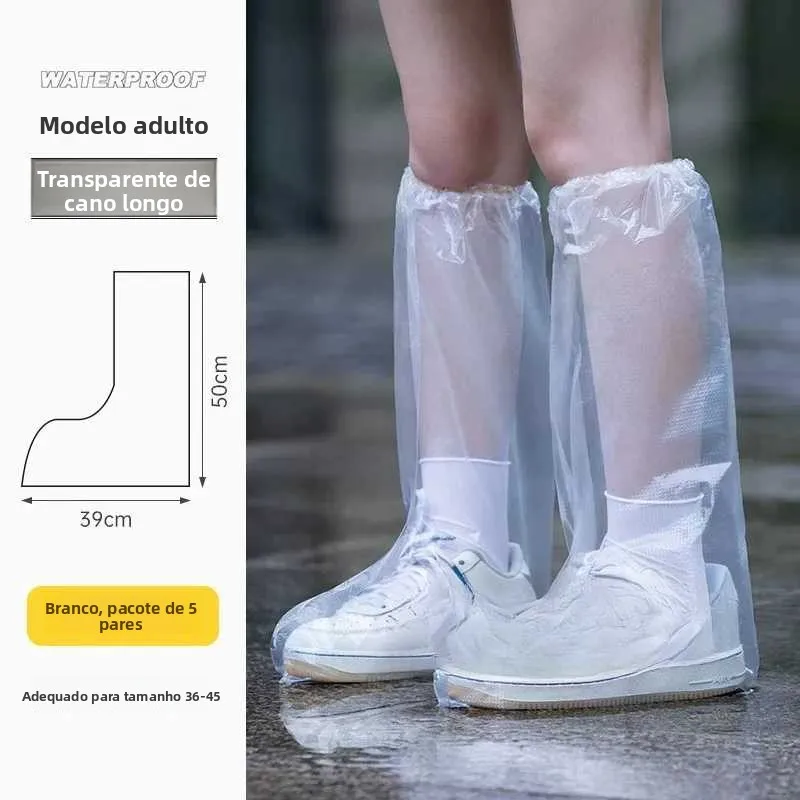 使い捨てロングチューブレインブーツカバー-防水-滑り止め-厚手-耐摩耗性-雨の日用-大人と子供向け