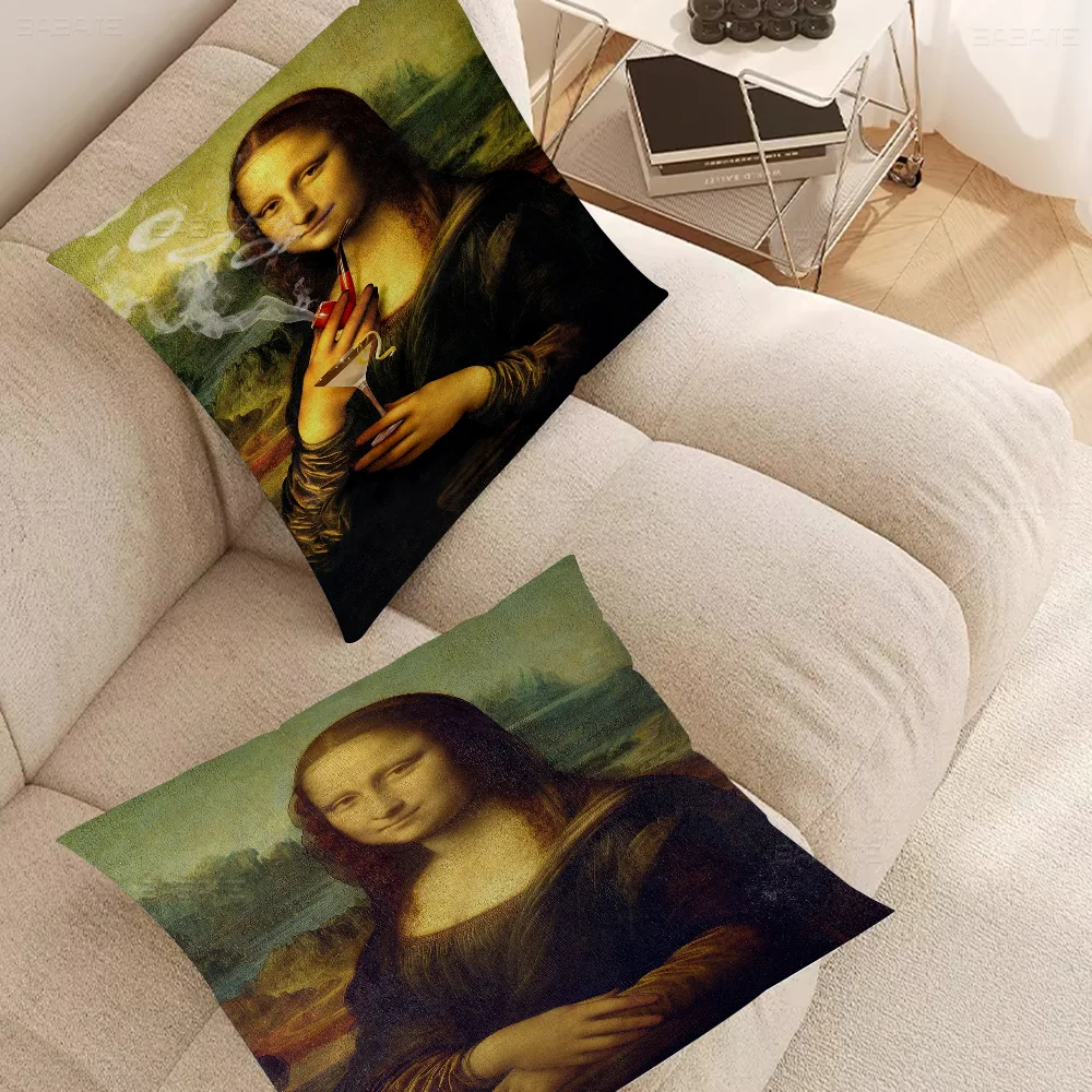 

Mona Lisa Funny Cushion Cover 30x50 Polyester Sofa Cushions Decorative Throw Pillows Home Decoration Pillowcover