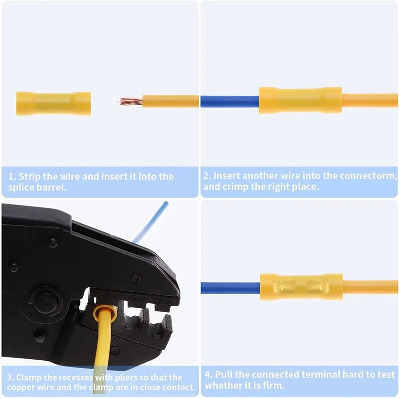 Electrorapick 150Pcs Crimp Butt Connectors Insulated Straight Electrical Connectors Automotive Cable Crimp Terminals