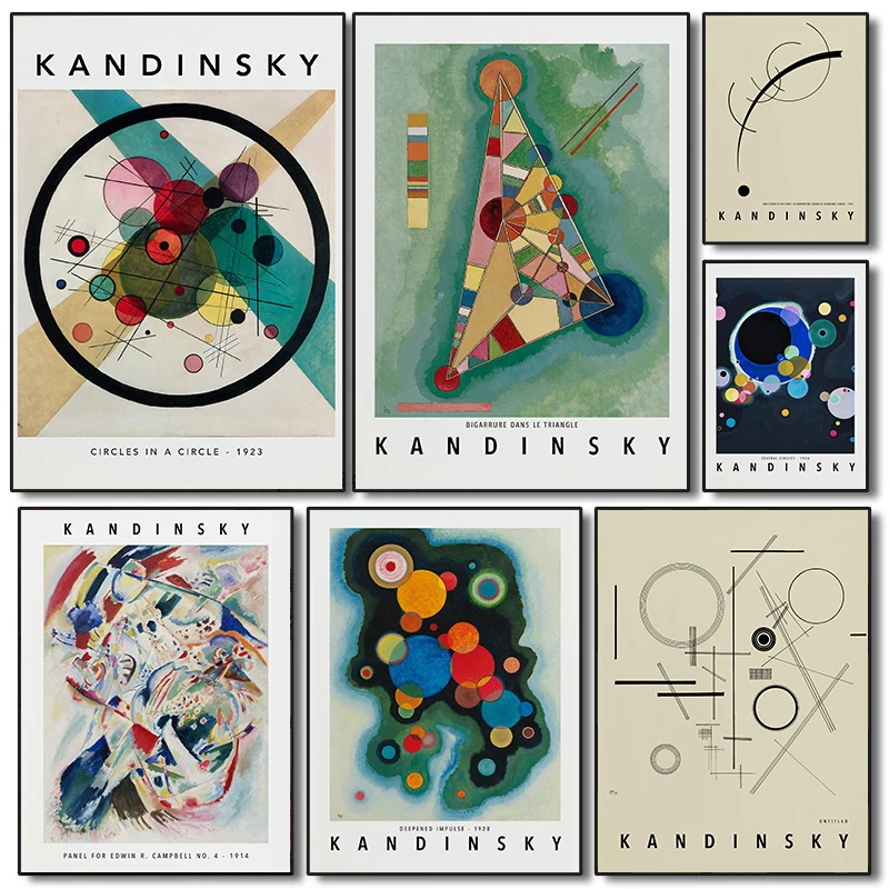 Póster de exposición de obras de Wassily Kandinsky, impresiones geométricas modernas de Bauhaus, pintura en lienzo, imágenes artísticas de pared, decoración de la habitación del hogar
