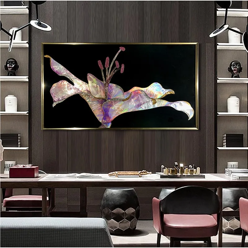 Handmade Diamond Inlaid Enamel & Colored Glaze Wall Art, Modern Luxury Hanging Decor for Sofa Background, Living Room & Bedroom