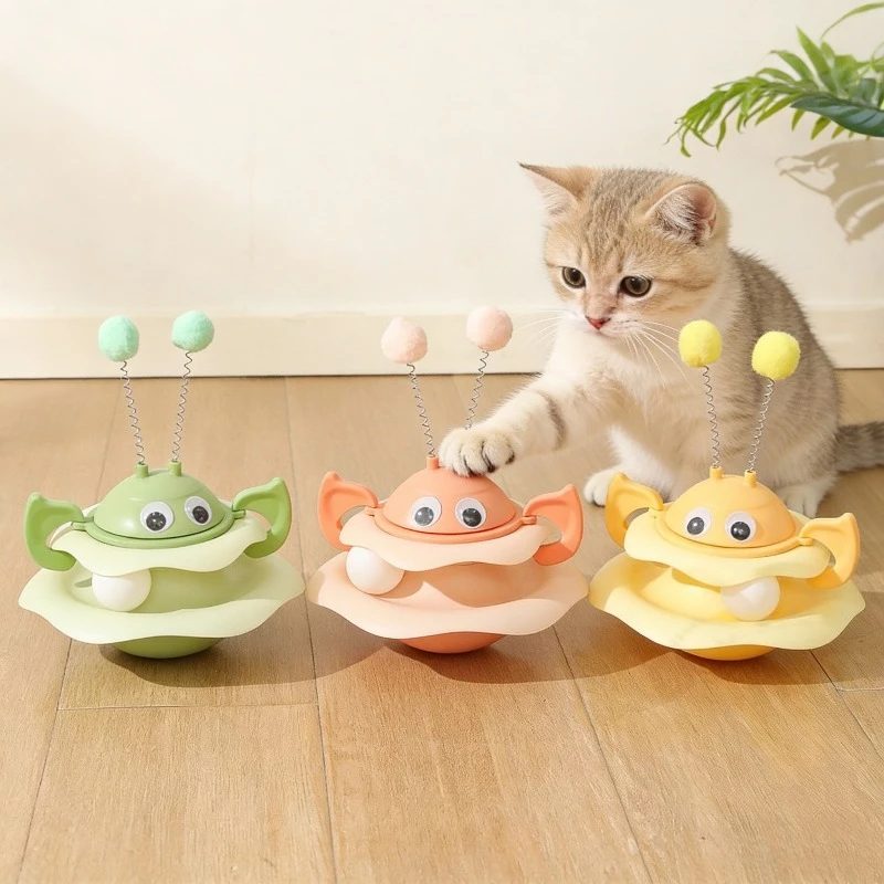 Dreifarbiges ungewichtetes Katzenspielzeug mit Katzenkratzstab, interaktiver Orbitalball, Haustierspielzeug, Haustierbedarf, Spielzeug für Katzen
