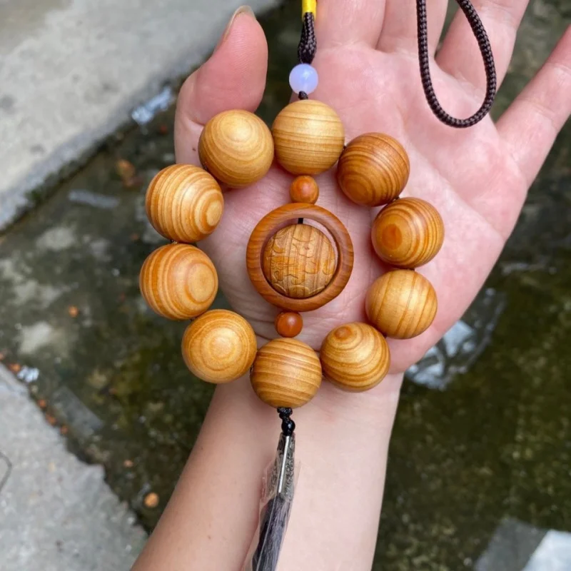 Cypress wood high-oil pendant, Buddhist beads, shift , wooden bead gear knob decoration, car interior accessory
