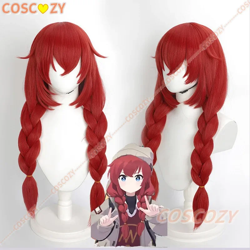 CosplayGame الأزرق الأرشيف كونوري ماكي شعر مستعار تأثيري طويل الأحمر الملتوية جديلة 70 سنتيمتر الشعر الاصطناعية هالوين كرنفال الباروكات غطاء شعر مستعار مجاني