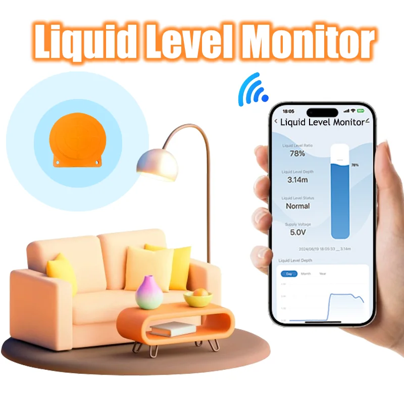 ME201W Smart Home Hoge nauwkeurigheid WIFI Afstandsbediening Ultrasone olie Watertank Niveaumeter Sensor Draadloze waterniveausensoren