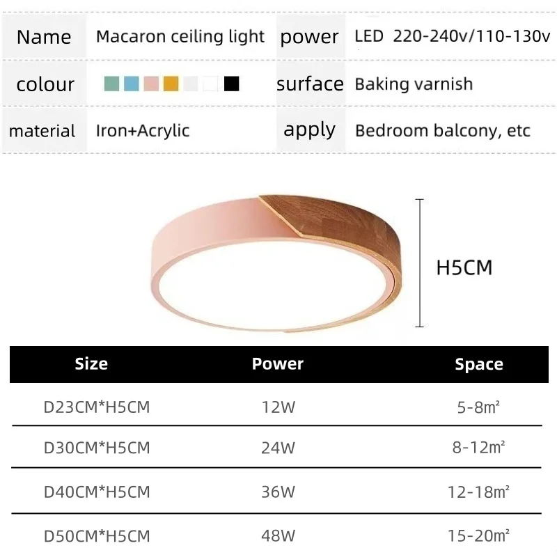 Imagem -06 - Lâmpada de Teto Circular de Madeira Ultrafina Macaron Nórdico Criativo Moderno Quarto de Criança Quarto Corredor Varanda