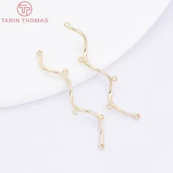 (2479) 6PCS 8x38MM 24K Gold Color Brass Curved Tube Connect Charms High Quality Diy Jewelry Making Findings Accessories
