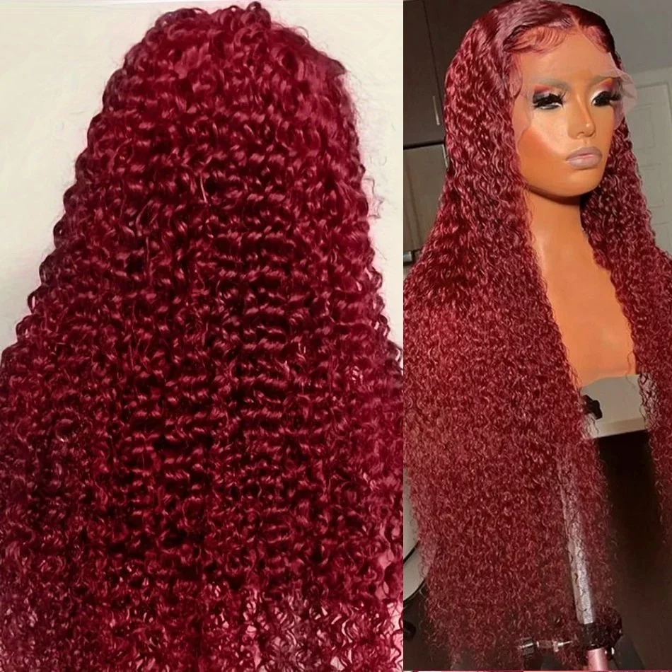 38 بوصة 13x6 99J بورجوندي موجة عميقة hd الدانتيل الباروكة الأمامية الشعر البشري 13x4 أمامي أحمر بورجوندي مجعد البرازيلي الباروكات للنساء