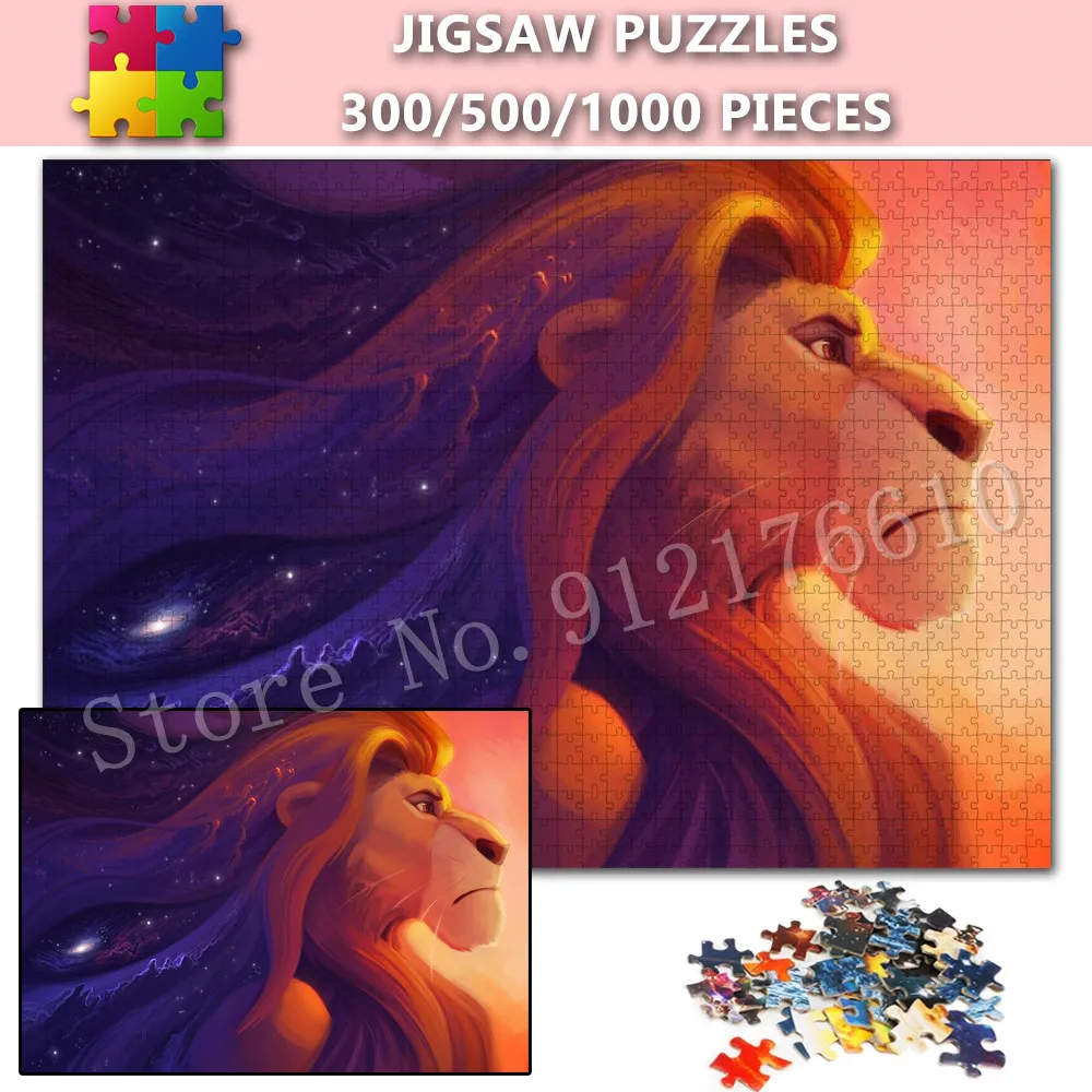 

Adult Puzzle Jigsaw 300/500/1000 Pieces Disney Anime Lion King Simba Puzzles Family Decompress Educational Kids Toys Gifts