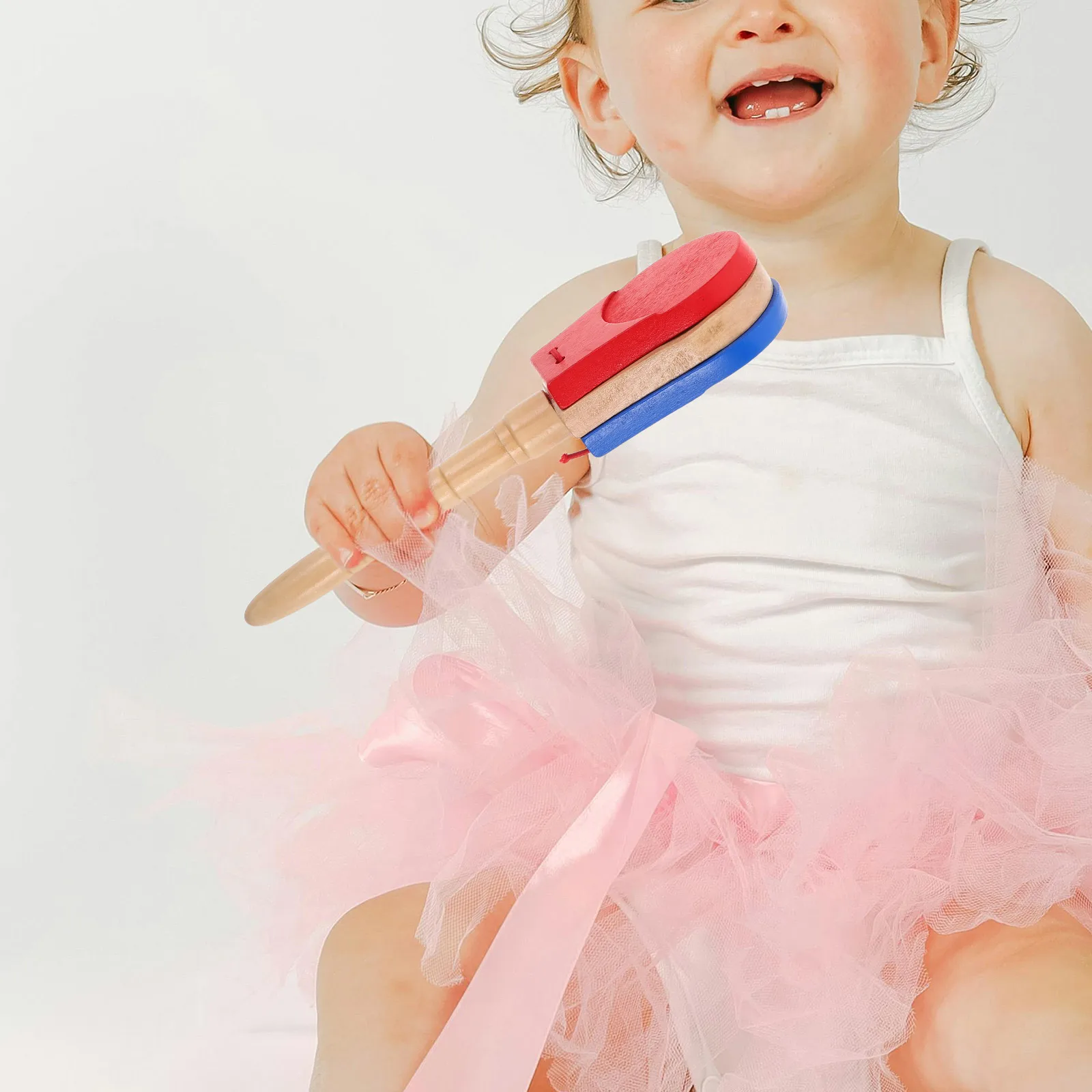 

Wooden Castanets For Kids, Colorful Hand Clapper With Long Handle, Early Music Education Rhythm Instrument For Toddlers