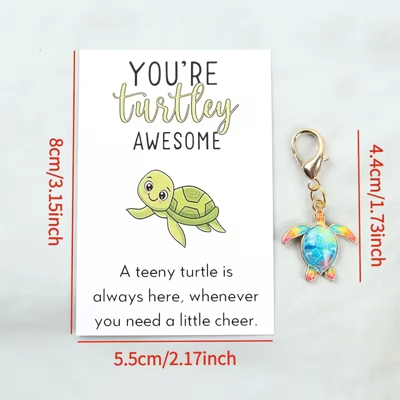 7 Lively and Cute 2D Turtle Keychains, Suitable as Small Gifts, Team Building Souvenirs, or for Classmates/Girlfriends to Give Each Other, Focusing on Creating a Relaxed Atmosphere and Spreading Warmth. Give It to a Friend, Colleague, or Someone Who Needs Encouragement; It's Small and Delicate, yet Able to Express Your Feelings.