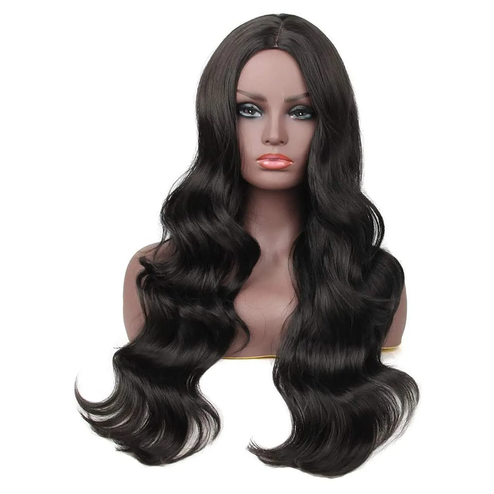 Women'S Synthetic Black Long Curly Wig 24 Inch Long Curly Wig Women'S Fancy Dress Wig Synthetic Hair Wig Glamorous