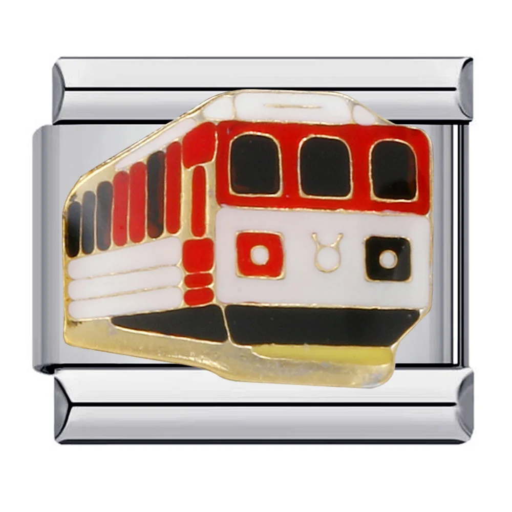 GEMOSA Fashion Travel Car Aircraft Train Bus Cruise Ship Italian Charm Links Fit 9mm Bracelet Stainless Steel Jewelry DIY Making