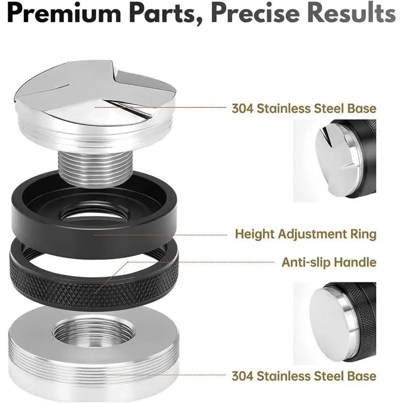 A96K-For Delonghi Portafilter Compatible 51Mm Espresso Distributor& Tamper,2-In-1 Coffee Leveler With Adjustable Depth
