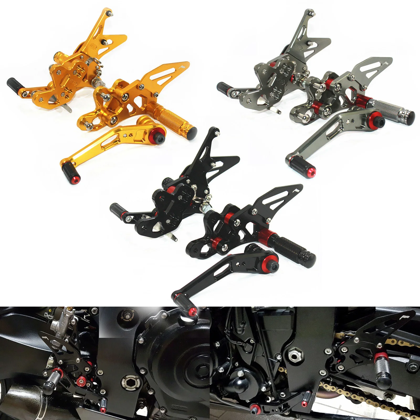 waase Adjustable Rearset Footrests Driver Foot Rest Pegs For SUZUKI GSXR GSX-R 600 750 GSXR600 GSXR750 2006 2007 2008 2009 2010