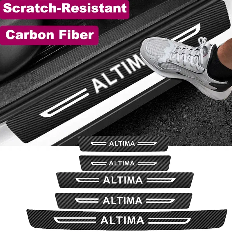 

Carbon Fiber Car Decals For Altima Door Threshold Protect Film Tailgate Bumper Sill Pedal Guards Stickers Styling For Nissan