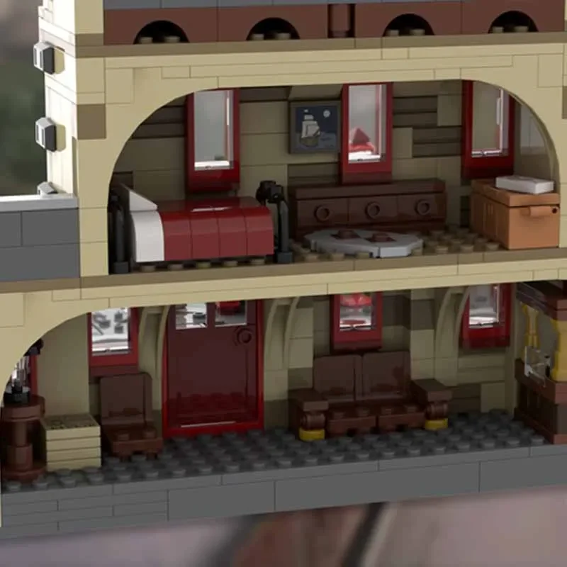 Bloc de construction Moc City Street View, Station de maison, modèle technologique, brique, assemblage à monter soi-même, jouet modulaire pour cadeaux de vacances