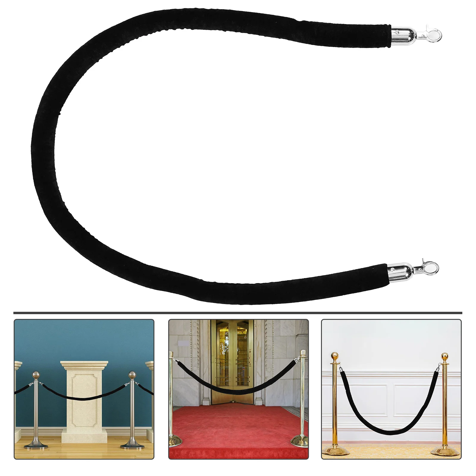 

Velvet Lanyard Zinc Alloy Guardrail Isolation Column Barrier Rope with Hook Stanchions Carpet Ropes Party Decoration